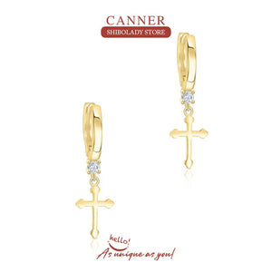 925 Silver Jesus Cross Drop Earrings 18K Wedding Party