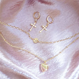 925 Silver Jesus Cross Drop Earrings 18K Wedding Party