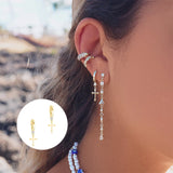 925 Silver Jesus Cross Drop Earrings 18K Wedding Party