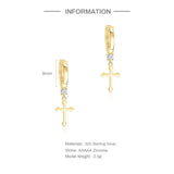 925 Silver Jesus Cross Drop Earrings 18K Wedding Party
