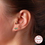Korea Crystal Geometric Earrings 925 Silver Y2k for Women
