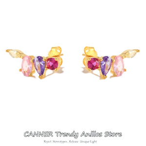 Korea Crystal Geometric Earrings 925 Silver Y2k for Women
