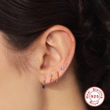 Korea Crystal Geometric Earrings 925 Silver Y2k for Women