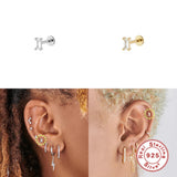 925 Silver Tragus Labret Ear Studs Crystal Cartilage Earrings