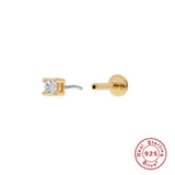 925 Silver Tragus Labret Ear Studs Crystal Cartilage Earrings