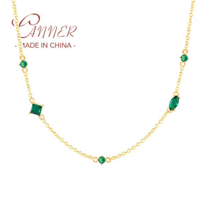 Colorful Zircon Chain Necklace 925 Silver Pendant for Women