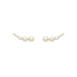 Round Pearl Climber Earrings 925 Sterling Silver Stud Earrings