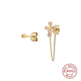 925 Silver Bling Zircon Chain Earrings for Women