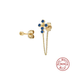 925 Silver Bling Zircon Chain Earrings for Women
