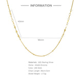 925 Sterling Silver Letter Chain Necklace Zircon Collar Initial Collares