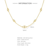 925 Sterling Silver Letter Chain Necklace Zircon Collar Initial Collares