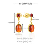 Retro Ruby Stud Earrings S925 Silver Romantic Women Earrings