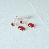 Retro Ruby Stud Earrings S925 Silver Romantic Women Earrings