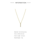 Zircon Necklace Initial Pendant 925 Silver Long Chain Wedding Jewelry 18K