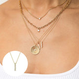 Zircon Necklace Initial Pendant 925 Silver Long Chain Wedding Jewelry 18K