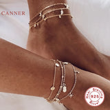 Starfish Stacked Anklet Bracelet 925 Sterling Silver Anklets Women Foot Jewelry