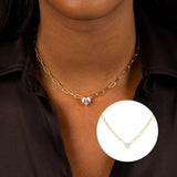 Sterling Silver Crystal Necklace for Women Paper Clip Chain