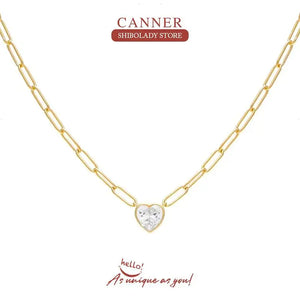 Sterling Silver Crystal Necklace for Women Paper Clip Chain
