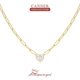 Sterling Silver Crystal Necklace for Women Paper Clip Chain