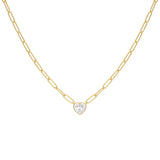 Sterling Silver Crystal Necklace for Women Paper Clip Chain