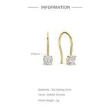 925 Silver Zircon Ear Hook Stud Earrings For Women