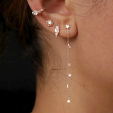 925 Silver Mini Star Drop Earrings Plata 925 Long Chain Jewelry