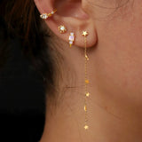 925 Silver Mini Star Drop Earrings Plata 925 Long Chain Jewelry
