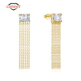 925 Silver Zirconia Tassel Stud Earrings for Women