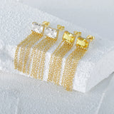 925 Silver Zirconia Tassel Stud Earrings for Women