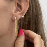925 Silver Zirconia Tassel Stud Earrings for Women