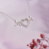 925 Silver Zircon Mom's Letter Pendant Necklace for Woman
