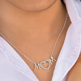925 Silver Zircon Mom's Letter Pendant Necklace for Woman