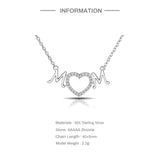 925 Silver Zircon Mom's Letter Pendant Necklace for Woman