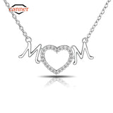 925 Silver Zircon Mom's Letter Pendant Necklace for Woman