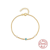 925 Silver Turquoise Adjustable Bracelet Charm Jewelry