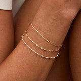 925 Sterling Silver Double Layer Adjustable Bracelet For Women