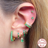 925 Silver Colorful Zircon Hoop Earring Women Jewelry