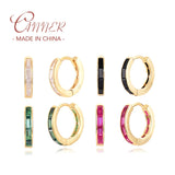 925 Silver Colorful Zircon Hoop Earring Women Jewelry