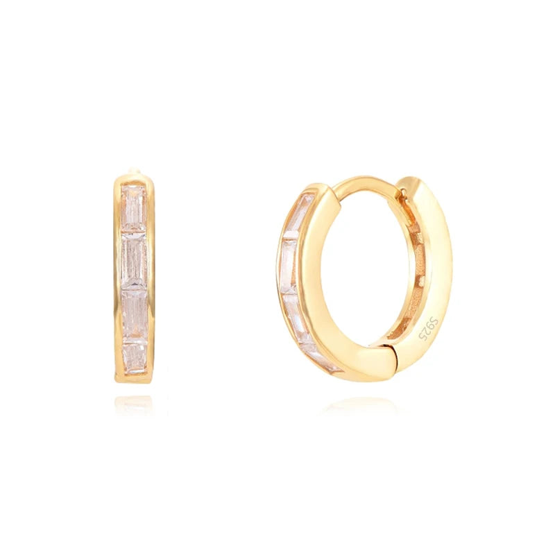 925 Silver Colorful Zircon Hoop Earring Women Jewelry