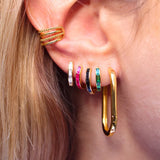 925 Silver Colorful Zircon Hoop Earring Women Jewelry