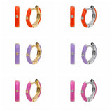 Crystal Circle Earrings Enamel Heart Hoops Colorful Women's Gift