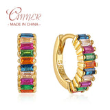 Crystal Circle Earrings Enamel Heart Hoops Colorful Women's Gift