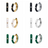 Crystal Circle Earrings Enamel Heart Hoops Colorful Women's Gift