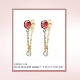 Colorful Zircon Earrings Sterling Silver Tassel Chain Drop Earring