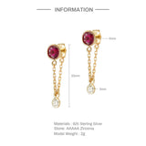 Colorful Zircon Earrings Sterling Silver Tassel Chain Drop Earring