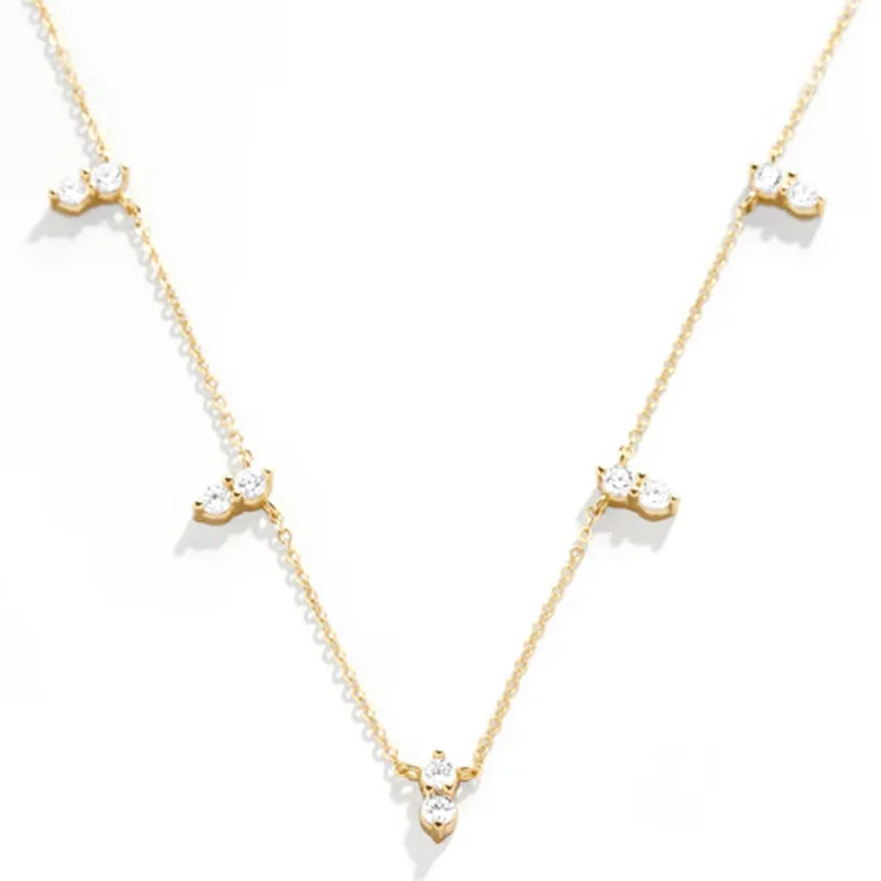 Crystal Necklace 925 Sterling Silver Rock Punk Wedding Pendant 18K