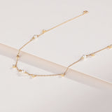 925 Silver Pearl Zircon Necklace Women Ladies Collarbone Jewelry