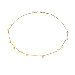 925 Silver Pearl Zircon Necklace Women Ladies Collarbone Jewelry