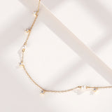 925 Silver Pearl Zircon Necklace Women Ladies Collarbone Jewelry