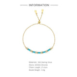 Silver 925 Sterling Gem Bracelet for Women Wedding Chain Jewelry